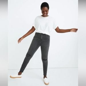 Madewell Tall Curvy High Rise Jeans In Black Sea Distressed Denim Pants Sz 31T